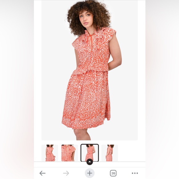 Maje White/Red Leopard Printed Ruffle Detailed Dress Size 1 (or Size Small) - Picture 8 of 8